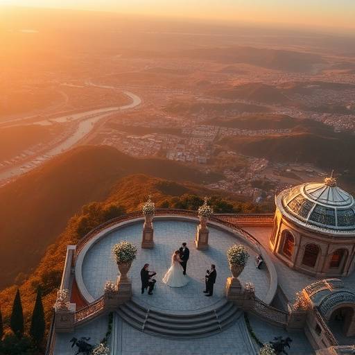 Stunning aerial shot of the wedding venue, showcasing the breathtaking scenery and capturing the grandeur of the special occasion.